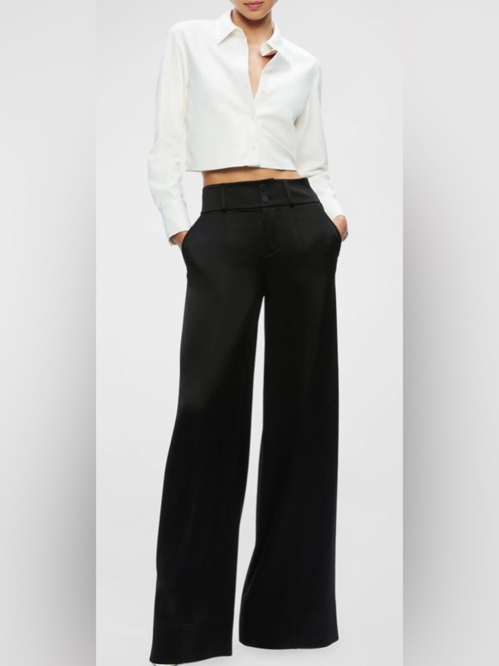 Alice + Olivia Leon Crop Faux Leather Shirt - Picture 4 of 12